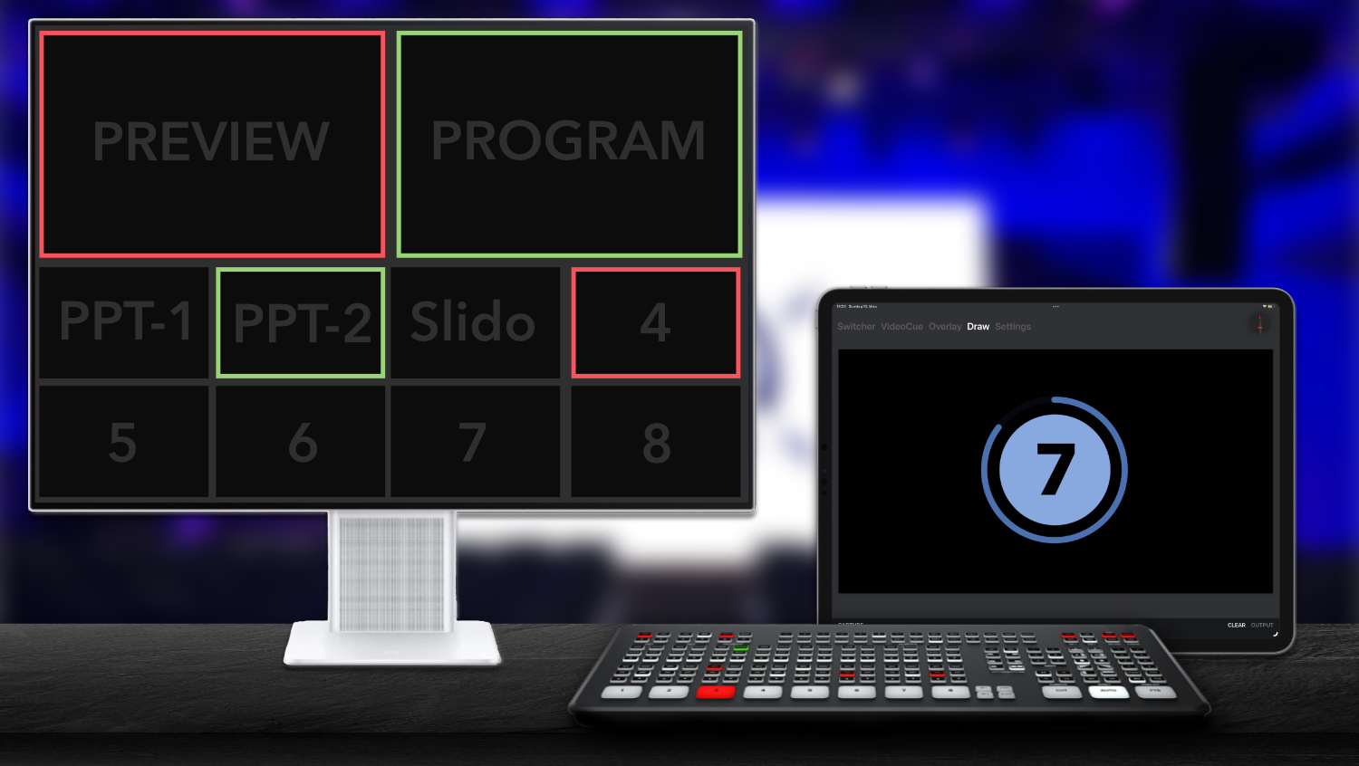 People watching a concert. Photo with a purple hue