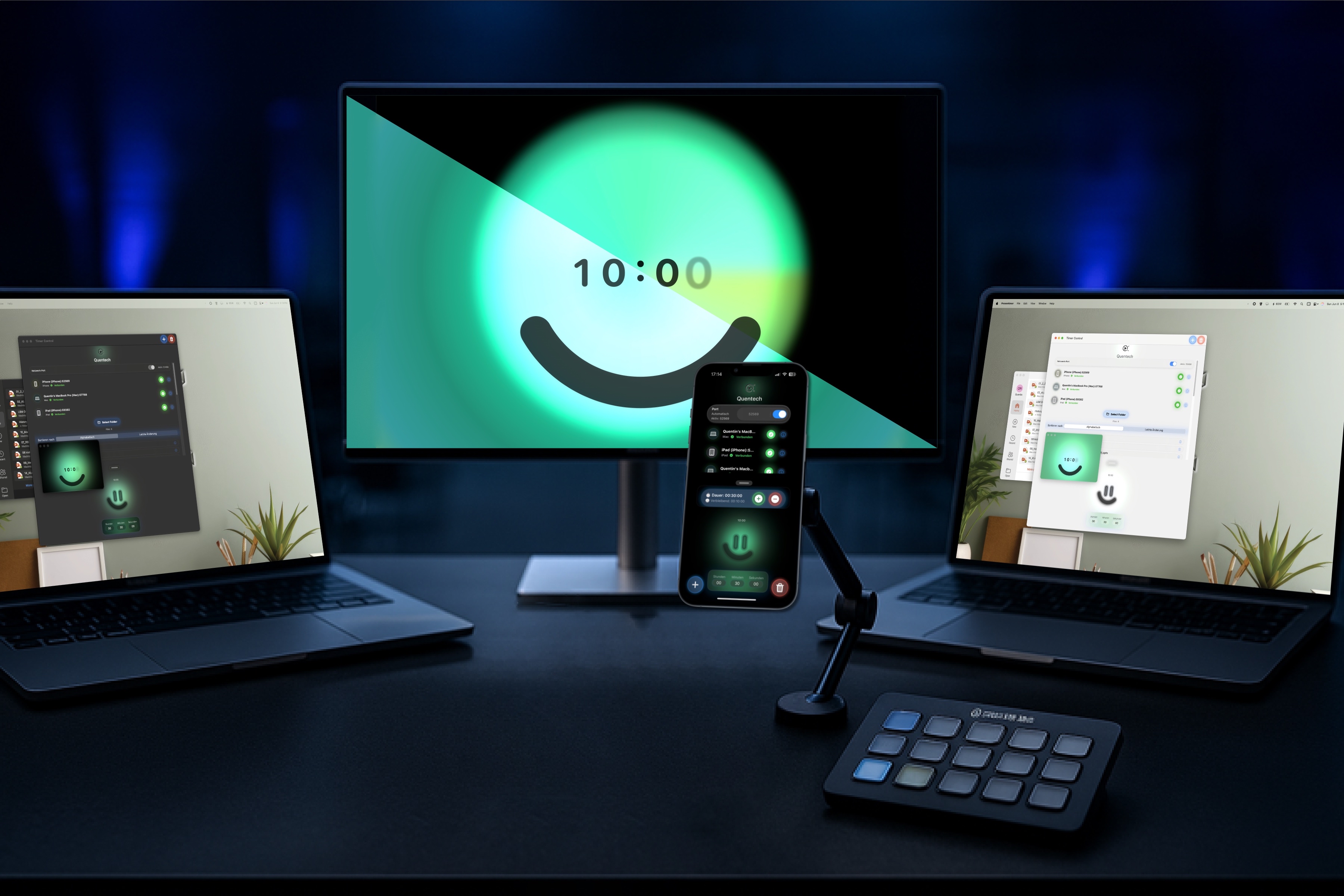 Back of a man at a concert. Hes wearing a beanie hat and a baggy denim jacket with studs. Photo with a purple hue