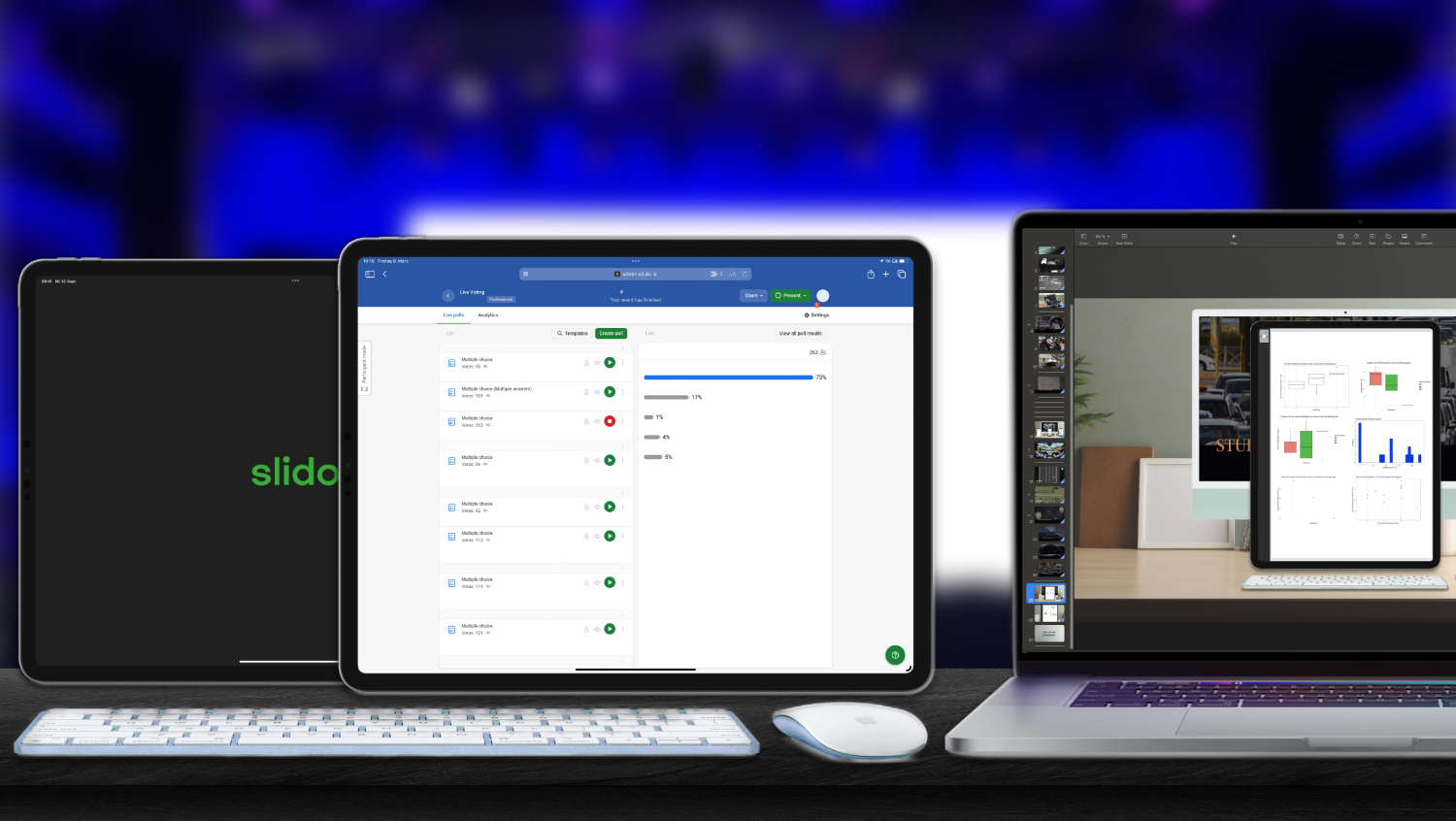 Back of a man at a concert. Hes wearing a beanie hat and a baggy denim jacket with studs. Photo with a purple hue